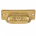 Victorian Era Eastlake Style Heavy Cast Brass Drawer Bin Pull Centers 3 Cup Handle For Antique Cabinet Door Dresser Desk