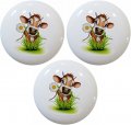 Cow And Daisy Ceramic Cabinet Drawer Pulls Knobs Set Of 3