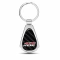 Hemi 426 Real Black Carbon Fiber Chrome Metal Teardrop Key Chain Modern Logo Pendant With Split Flat Ring 2 125 In X 1 25