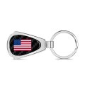 United States Usa Flag Real Black Carbon Fiber Chrome Metal Teardrop Key Chain Modern Unisex Adult Accessory 2 125 In X 1 25