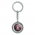 Alabama A M University Bulldogs Logo Spinning Keychain Round Chrome Plated Metal With Resin Top And Leather Tassel 1 3 In