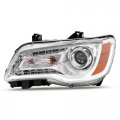 Halogen Headlight Assembly For 2012-2014 Chrysler 300 Drl Chrome Housing Amber Reflector Left Driver Side Bulbs Not Included