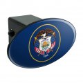 Utah State Flag Oval Tow Trailer Hitch Cover Plug Insert For 2 In Receivers Black Abs Plastic With Uv Resistant Resin Top