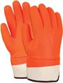 Mcr Safety 6521sco Double Dipped Pvc Foam Lined Sandy Finish Men S Gloves With Rubberized Cuff Orange Large 1-pair