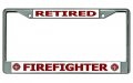 Firefighter Retired Chrome License Plate Frame
