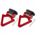 2 Set Universal Red Triangle Shaped Car Tow Hook Decor Bumper Trailer Sticker Adorn